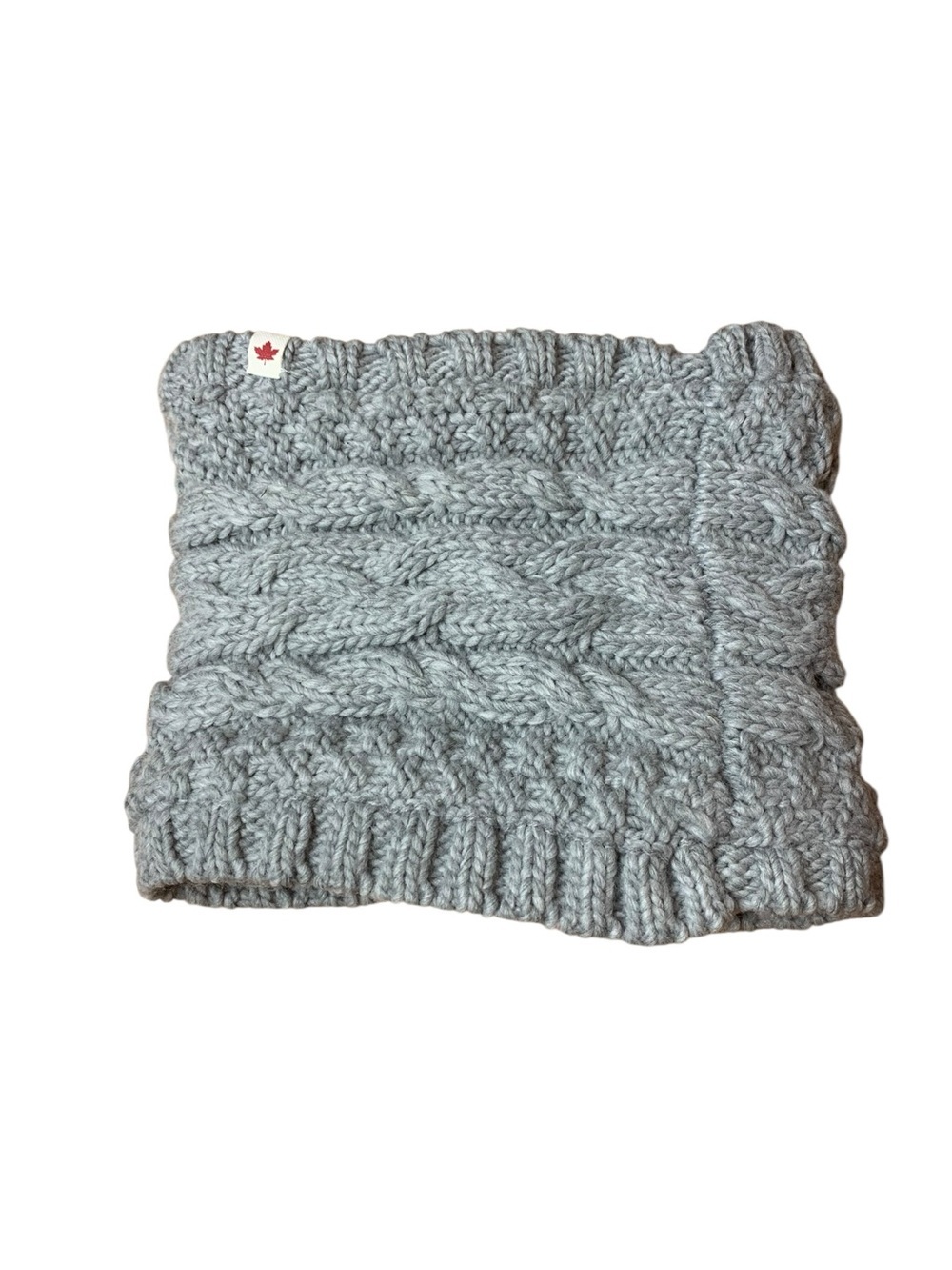 Canadian Expressions Grey Cable Knit Cowl Neck Warmer | Sherpa Lined Snood OS
